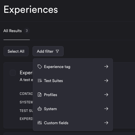 screenshot showing UI for filtering by Custom Fields