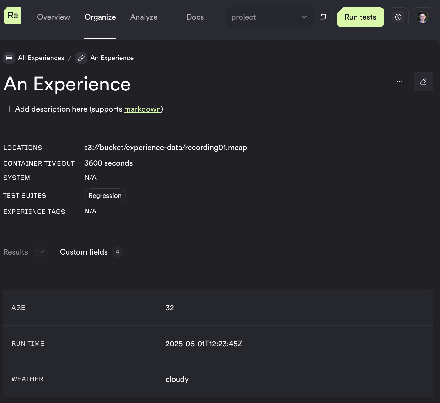 viewing Custom Fields on an experience